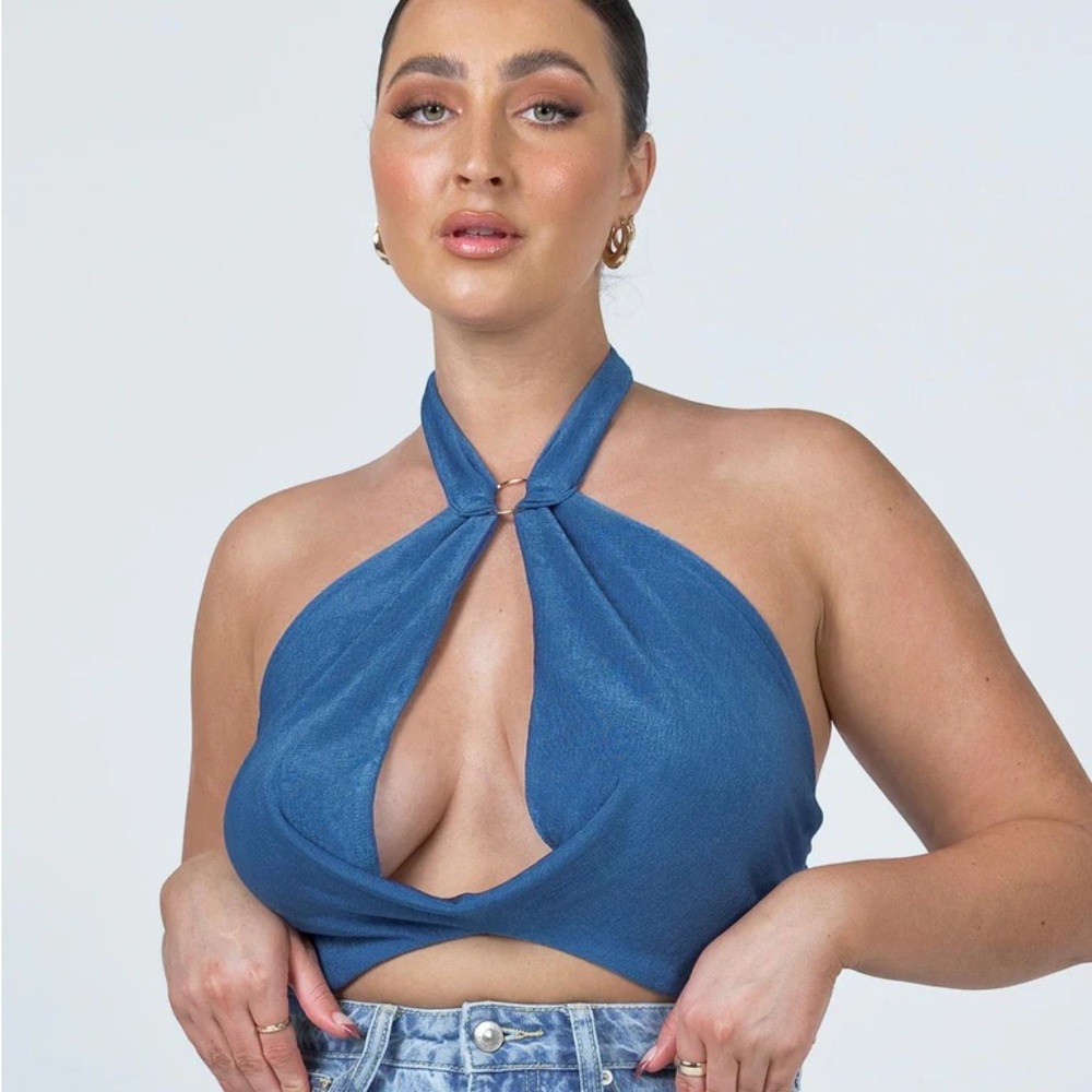 Princess Polly Monroe Cowl Neck Top Blue